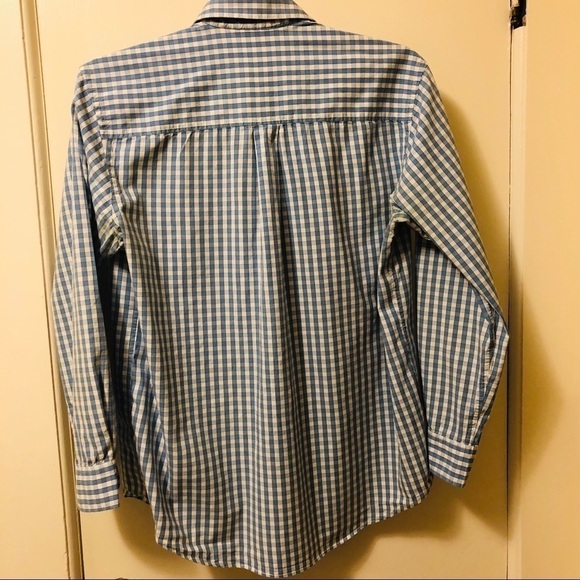 Club Room Shirt Blue and White Check Long Sleeve Button Up Men's size Medium - Picture 5 of 12